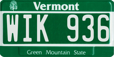 VT license plate WIK936
