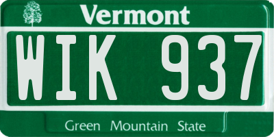 VT license plate WIK937