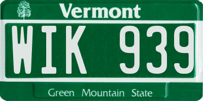 VT license plate WIK939
