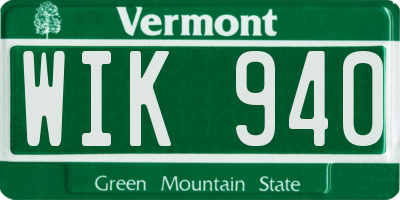 VT license plate WIK940