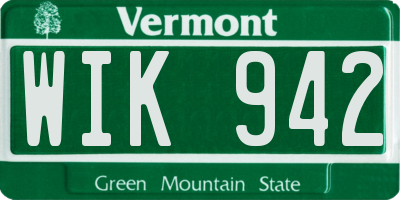 VT license plate WIK942