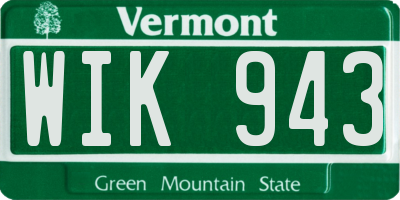 VT license plate WIK943