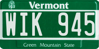 VT license plate WIK945