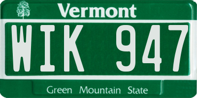 VT license plate WIK947