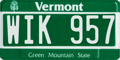 VT license plate WIK957