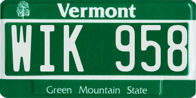VT license plate WIK958