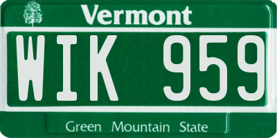 VT license plate WIK959