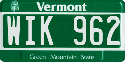 VT license plate WIK962