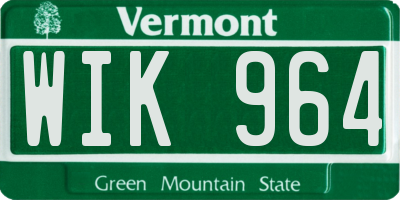 VT license plate WIK964