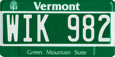 VT license plate WIK982