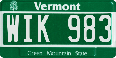 VT license plate WIK983