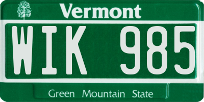 VT license plate WIK985