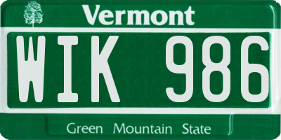 VT license plate WIK986