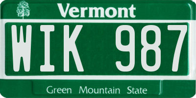 VT license plate WIK987