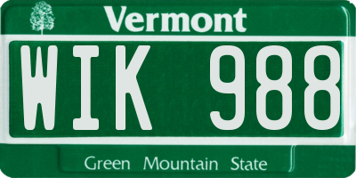 VT license plate WIK988
