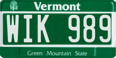VT license plate WIK989