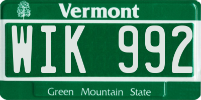 VT license plate WIK992