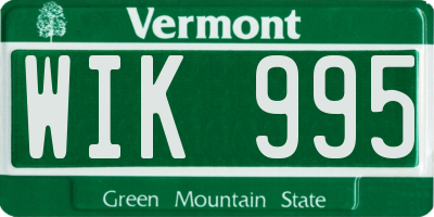 VT license plate WIK995