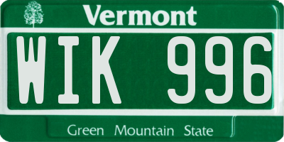VT license plate WIK996