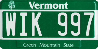 VT license plate WIK997