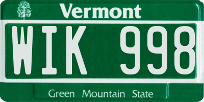 VT license plate WIK998