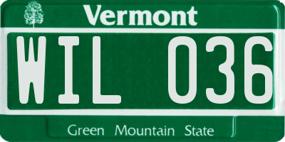VT license plate WIL036