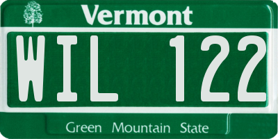 VT license plate WIL122