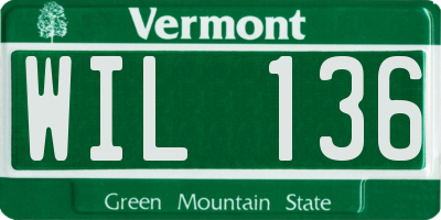 VT license plate WIL136