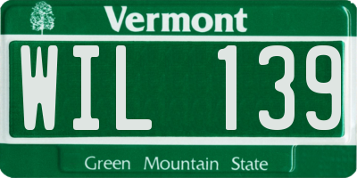 VT license plate WIL139