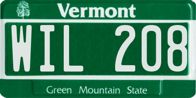VT license plate WIL208