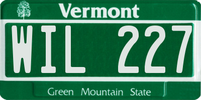 VT license plate WIL227