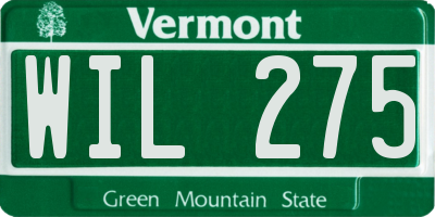 VT license plate WIL275