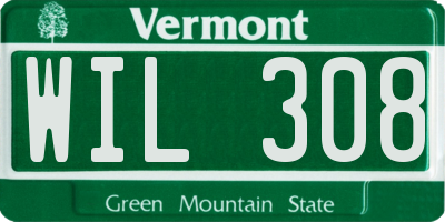 VT license plate WIL308