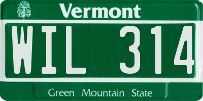 VT license plate WIL314