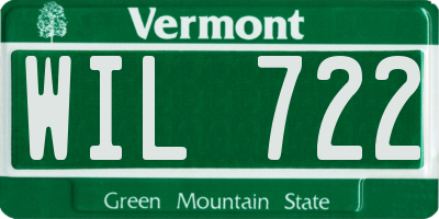 VT license plate WIL722