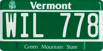 VT license plate WIL778