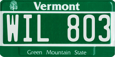 VT license plate WIL803