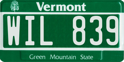 VT license plate WIL839