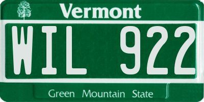 VT license plate WIL922