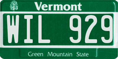 VT license plate WIL929