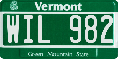 VT license plate WIL982
