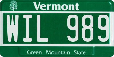VT license plate WIL989