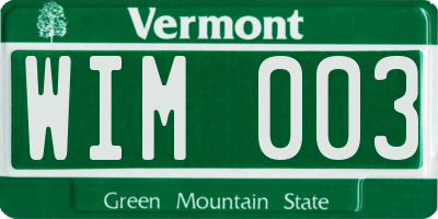 VT license plate WIM003