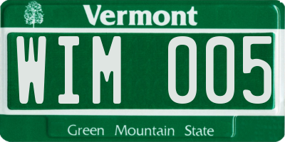 VT license plate WIM005