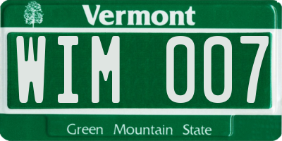VT license plate WIM007