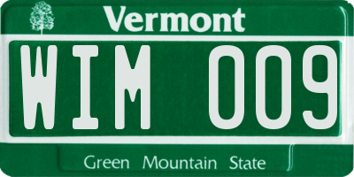 VT license plate WIM009