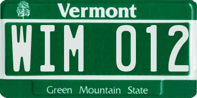VT license plate WIM012