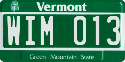 VT license plate WIM013