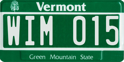 VT license plate WIM015