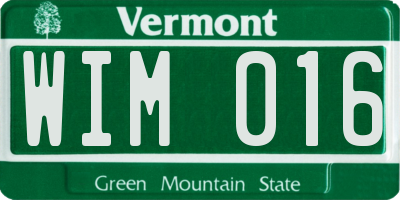 VT license plate WIM016